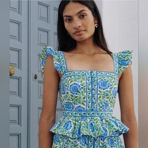 Pink City Prints Freya Top in Peacock Border Xs